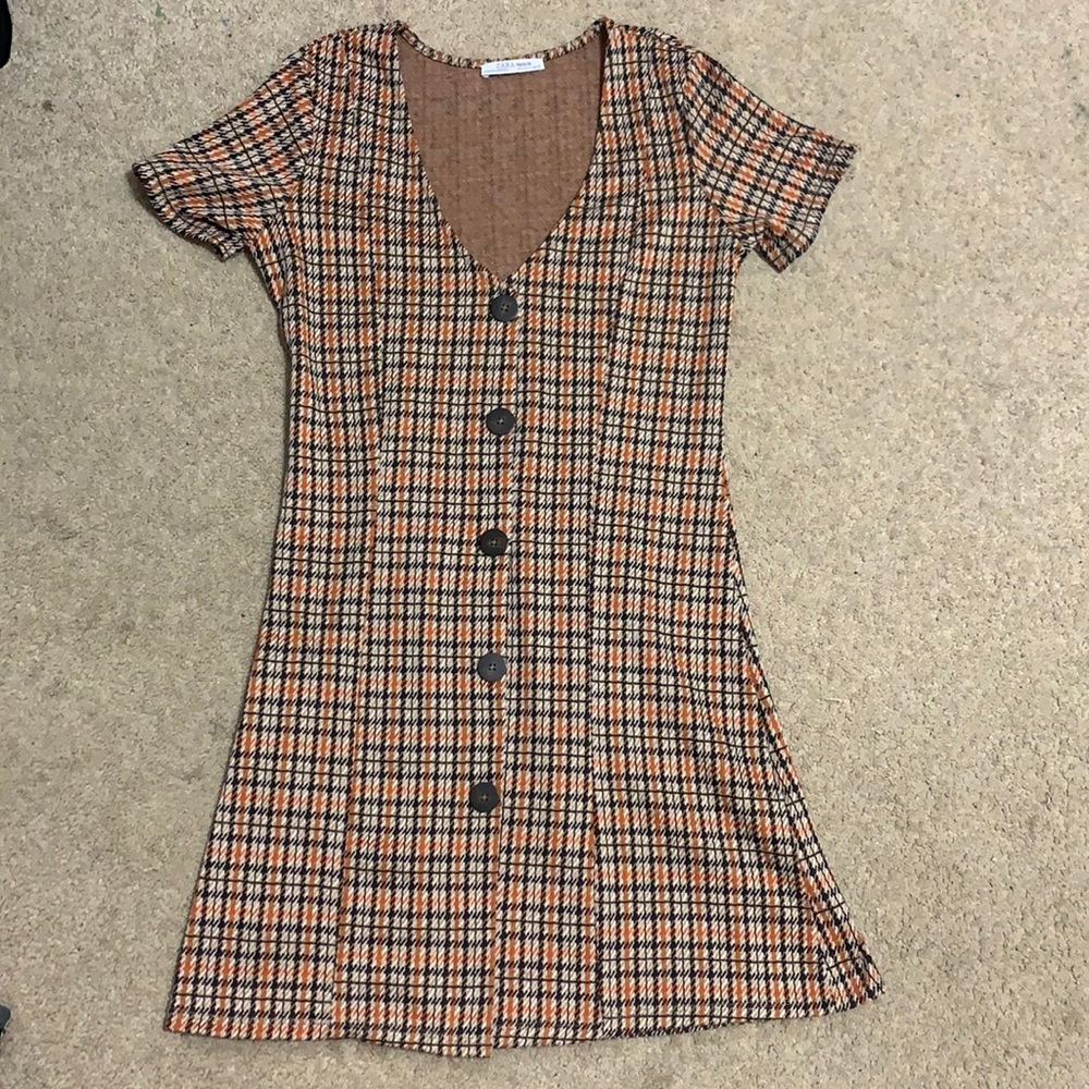 Retro-Plaid Zara Dress (Faux Buttons)